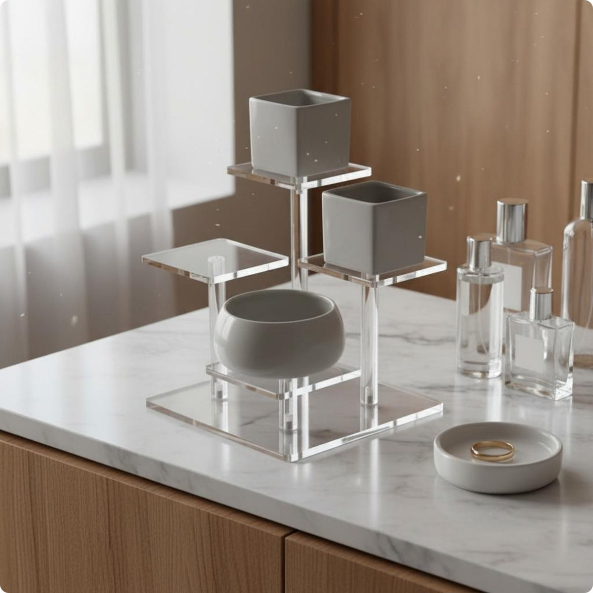 4 Tier Acrylic Stand Transparent Acrylic Display Storage Space-Saving