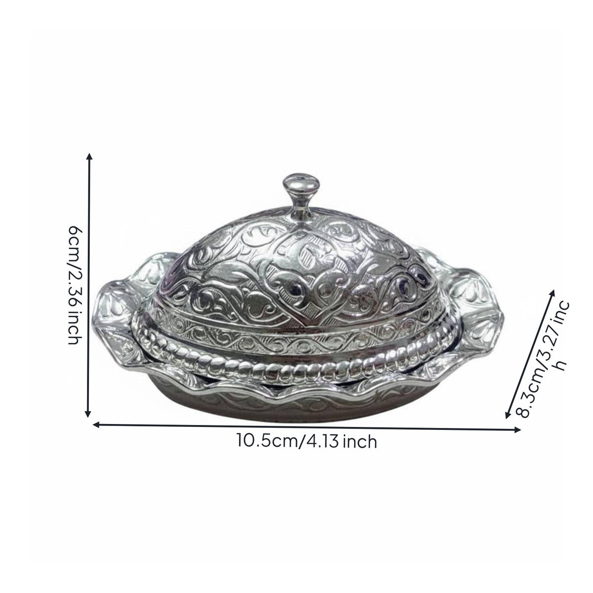 Ottoman Design Sugar Container Engraved Pattern Sweets Dish Lid