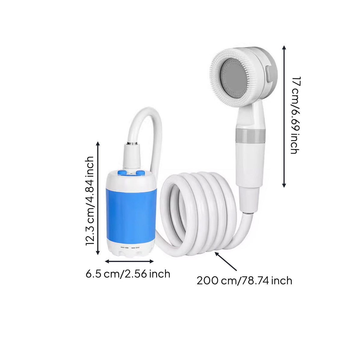 Portable Electric Shower IPX7 Waterproof Bathing Supplies 2 Speed Water Flow