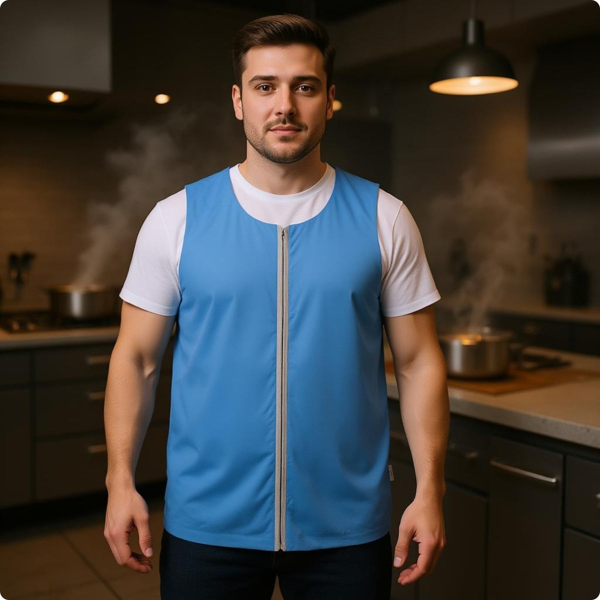 Sleeveless Cooling Vest Uncovered Armholes Zipper Cooling Vest for over Clothing