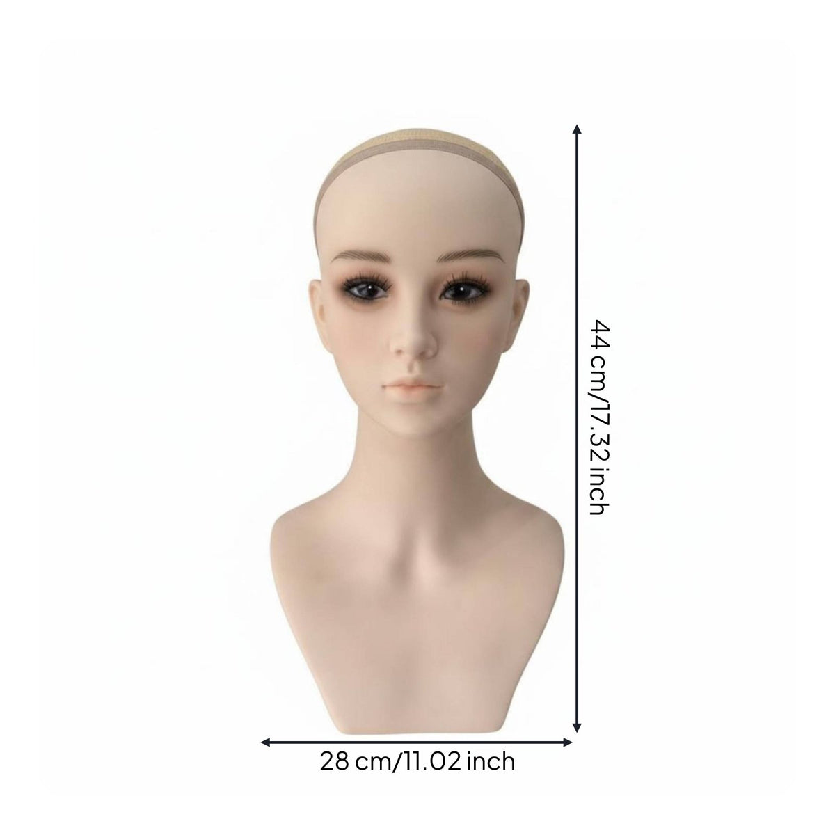 Hairpiece Display Head PVC Female Model Head with Makeup Lifelike Features for Salon