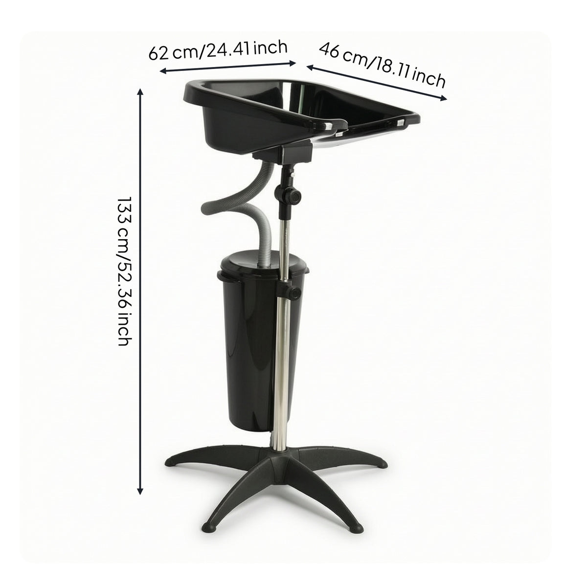 Portable Shampoo Bowl with Stand Stable Mobile Shampoo Basin Deep Washing Unit for Hairstylists