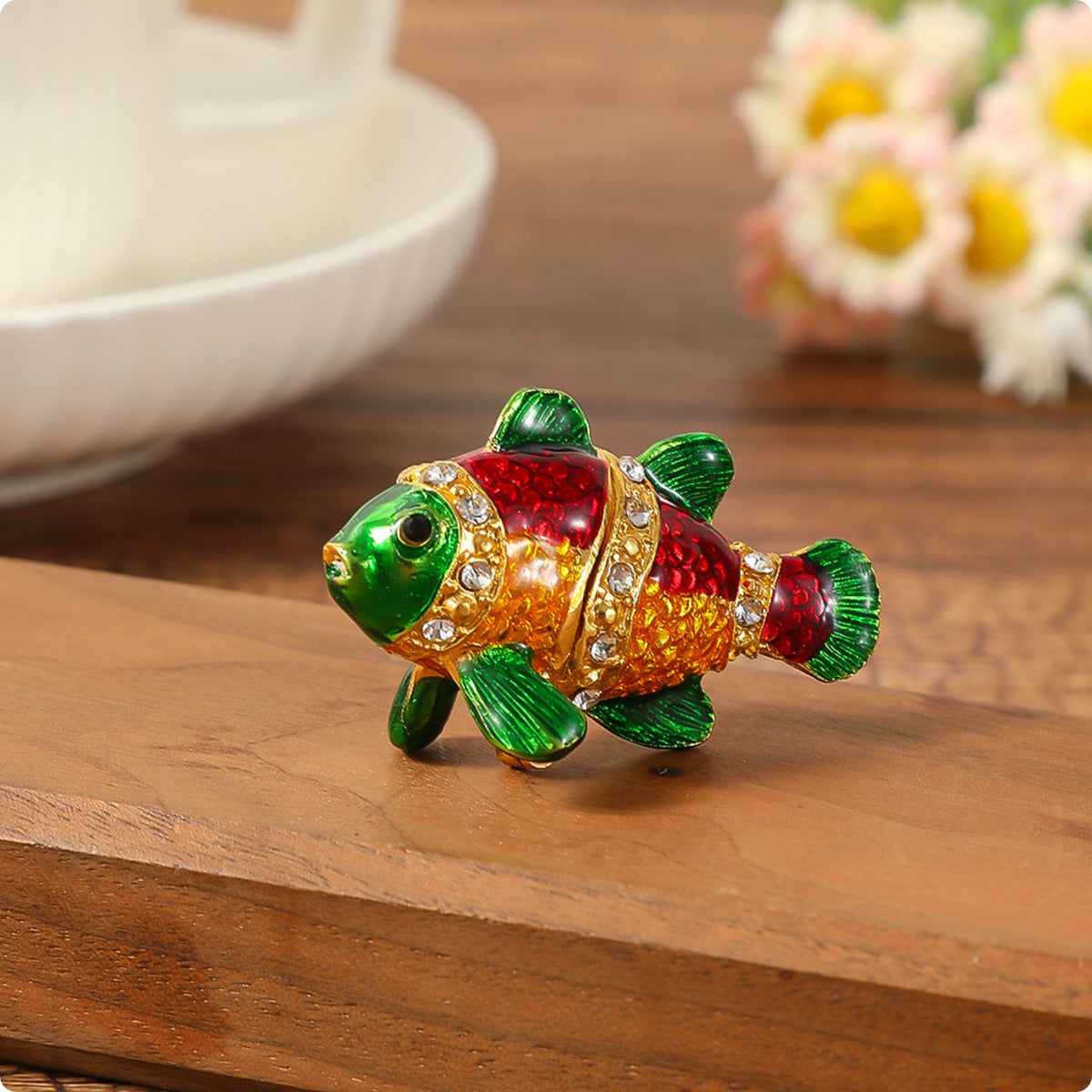 Fish Jewelry Box Enamelled Desk Decor Miniature for Desktop
