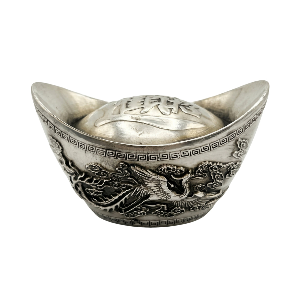 Traditional Wealth Symbol Ornament Antique-Style Metal Ingot Ornament Embossed Tabletop Decor for Collectors
