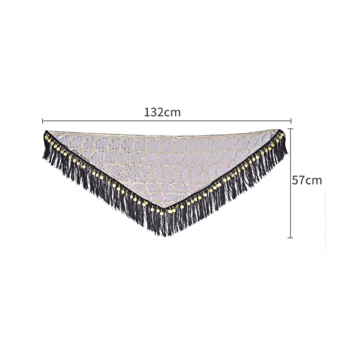 Belly Dance Hip Scarf Lightweight Sequin Fringe Skirt Adjustable Tie for Dancers