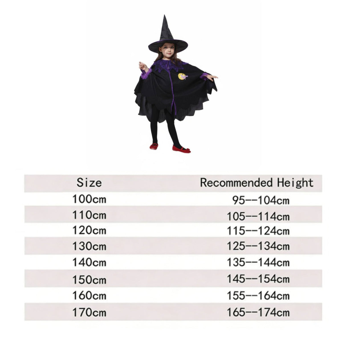Girl's Witch Costume Role-Playing Witch Costume Set for School Play, Girls, Kids