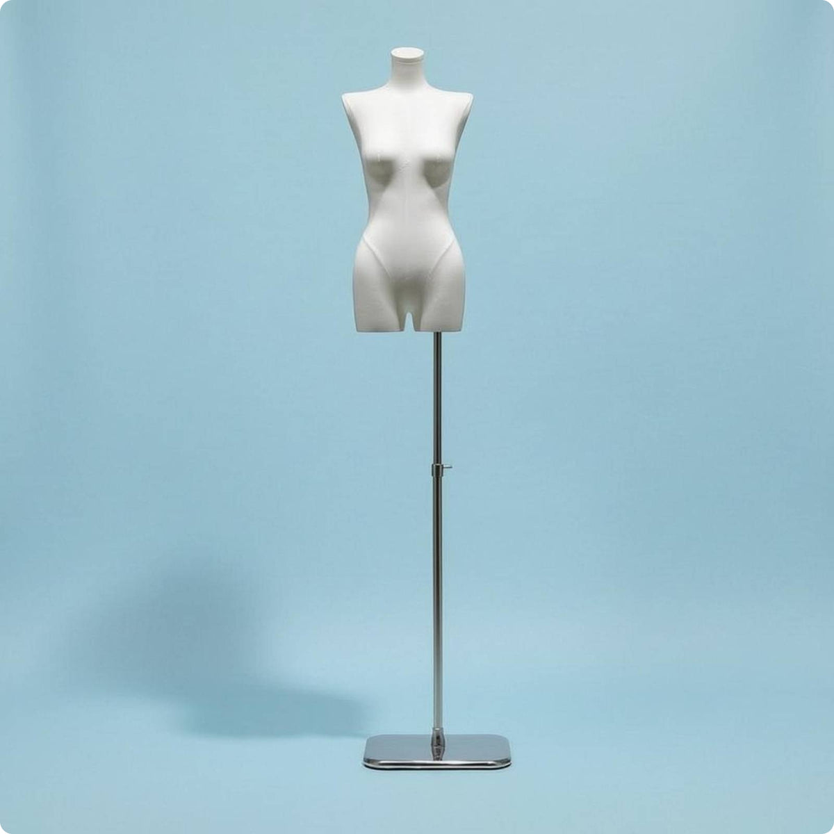 Half-Body Female Mannequin Telescopic Clothing Form Mirrored Base