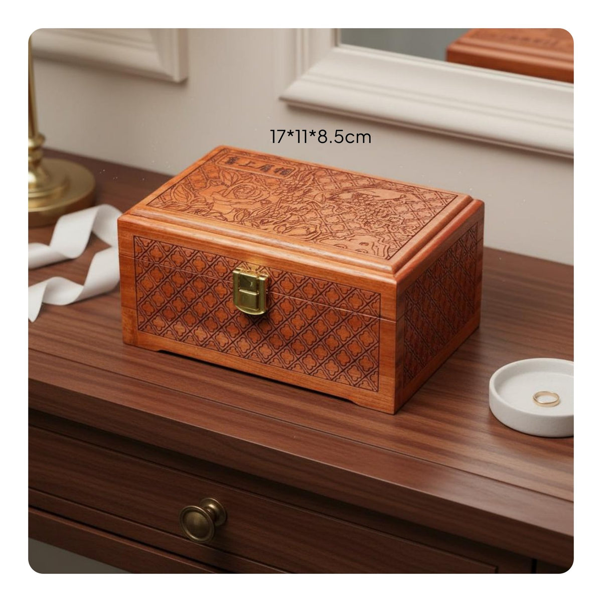 Wooden Jewelry Box Multi-Compartment Traditional Jewelry Case Vintage Design