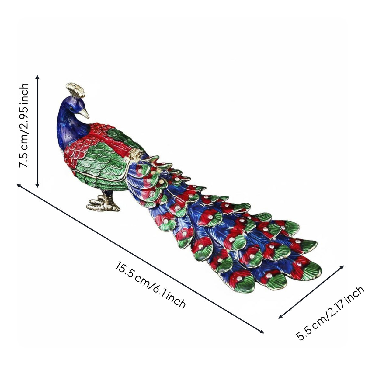 2 Pieces Peacock Decorative Figurine Enamel Finish Home Decor for Display Shelf