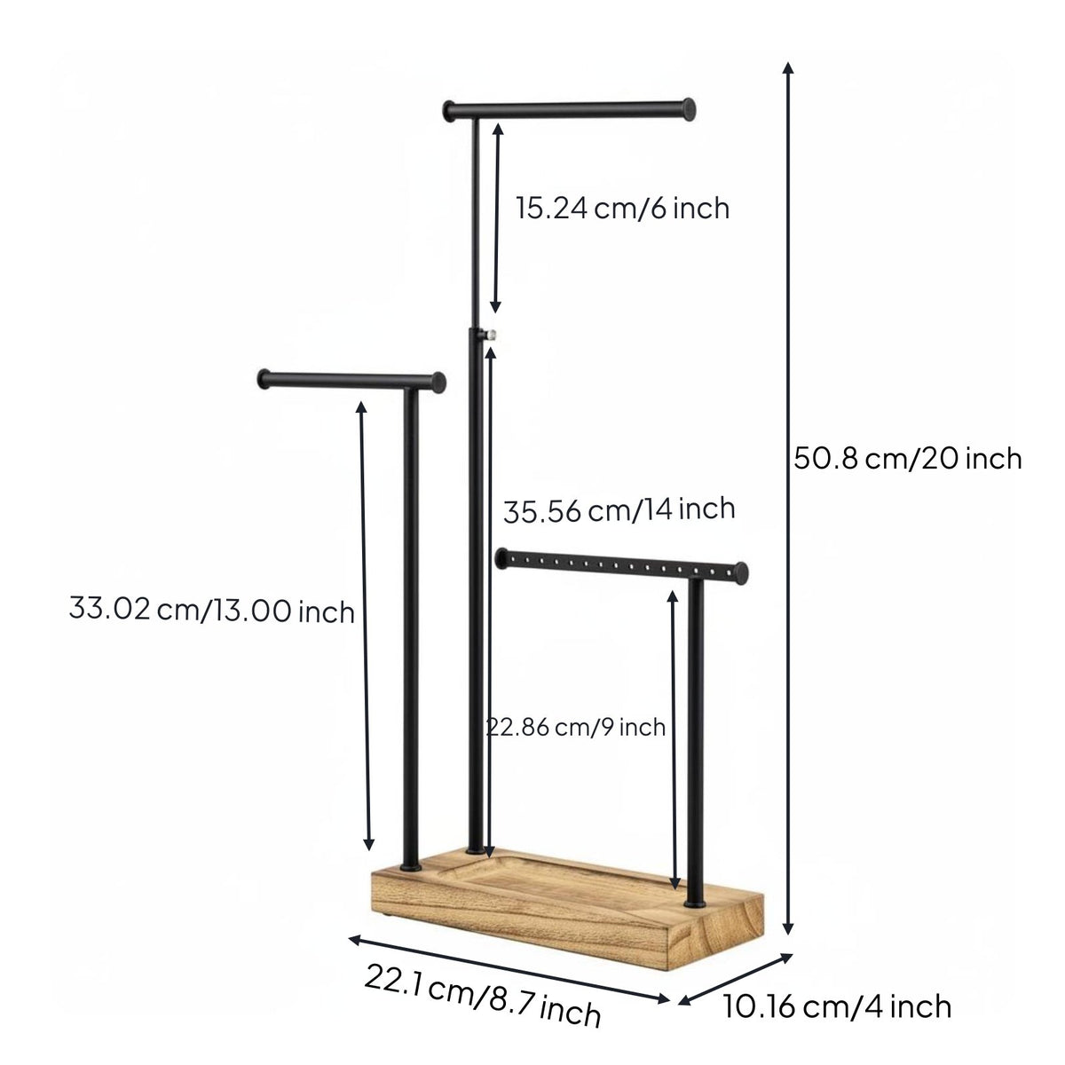 3-Tier Jewelry Stand Tangle-Tangle-Proof Storage Tabletop Accessory Rack Sturdy