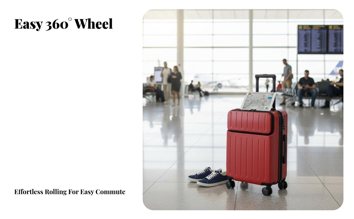 Lightweight Front-Accessing Carry-on Airline Approved Size Frontentry Hardside Luggage Wheels Trolley Case Hardshell Design for Travelers, Vacationers, Business Professionals, Vacations, Short Trip Getaways, Airports