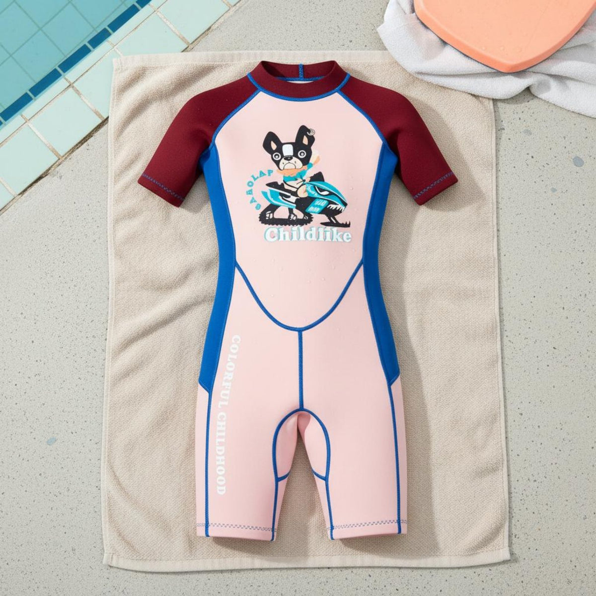 Kids 2mm Thermal Swimsuit High Stretch Single Piece Thermal Swimsuit Girls Shorty Wetsuit Skin-Gentle Short Sleeve Diving Suit