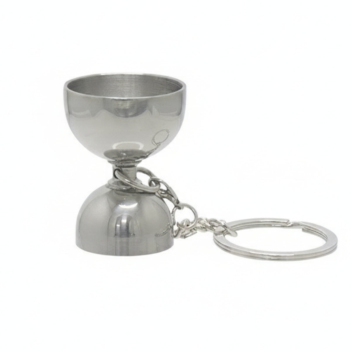 Mini Jigger with Key Keychain Loop Portable Bar Measure Silver for Travelers
