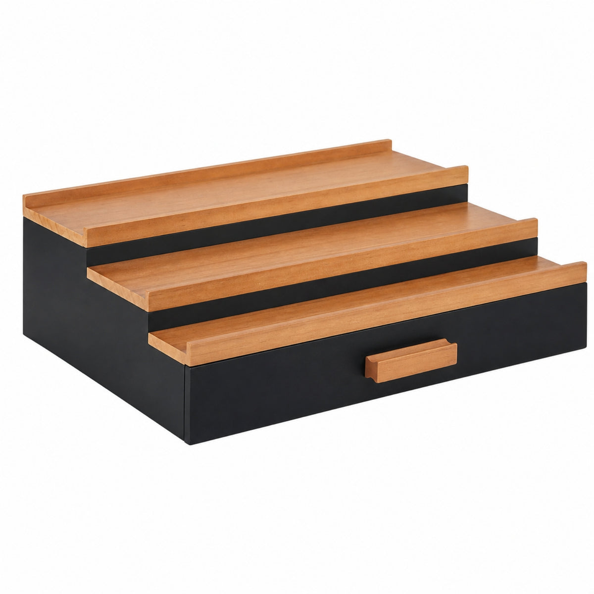 Wooden Display Rack with Drawer 3-Tier Cologne Stand Sturdy for Retail Counter