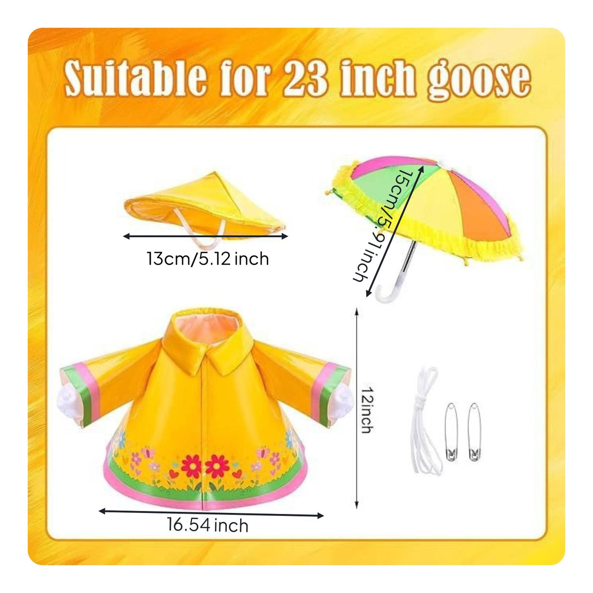 Goose Statue Raincoat Includes Hat and Umbrella Porch Goose Costume for Garden