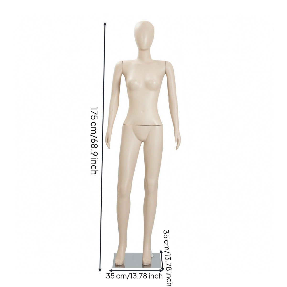Flat-Shoulder Female Display Mannequin Slim Female Mannequin Standing Commercial-Grade for Boutiques, Visual Merchandisers, Fashion Designers, Shop Window, Clothing Store