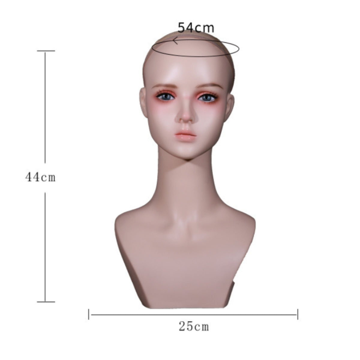 Hairpiece Display Head Molded Neckline Hairpiece Head Bust Ear Holes Synthetic Female Bust for Cosplayers