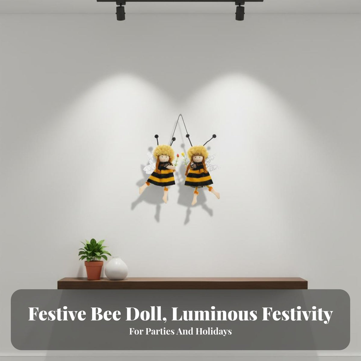 2 Pieces Cute Design Hanging Bee Girl Plushie Festival Themed Hanging Fairy Bee Doll Great Gift for Children, Nature Lovers, Home Decor