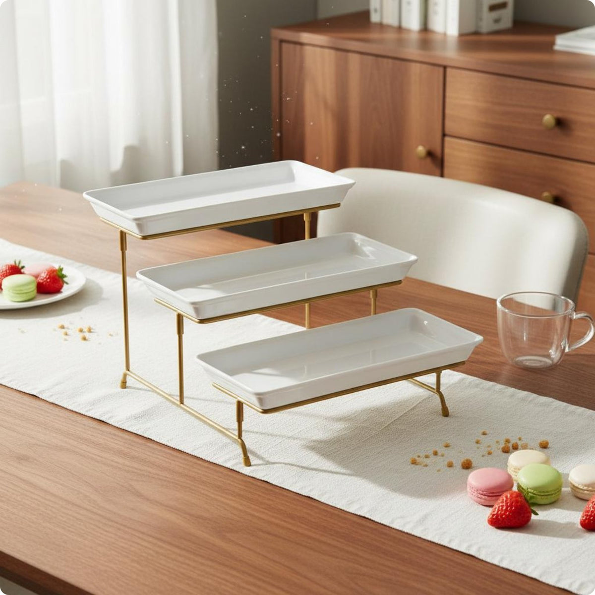 3 Tier Dessert Stand Reusable Tiered Tray Stable for Buffet