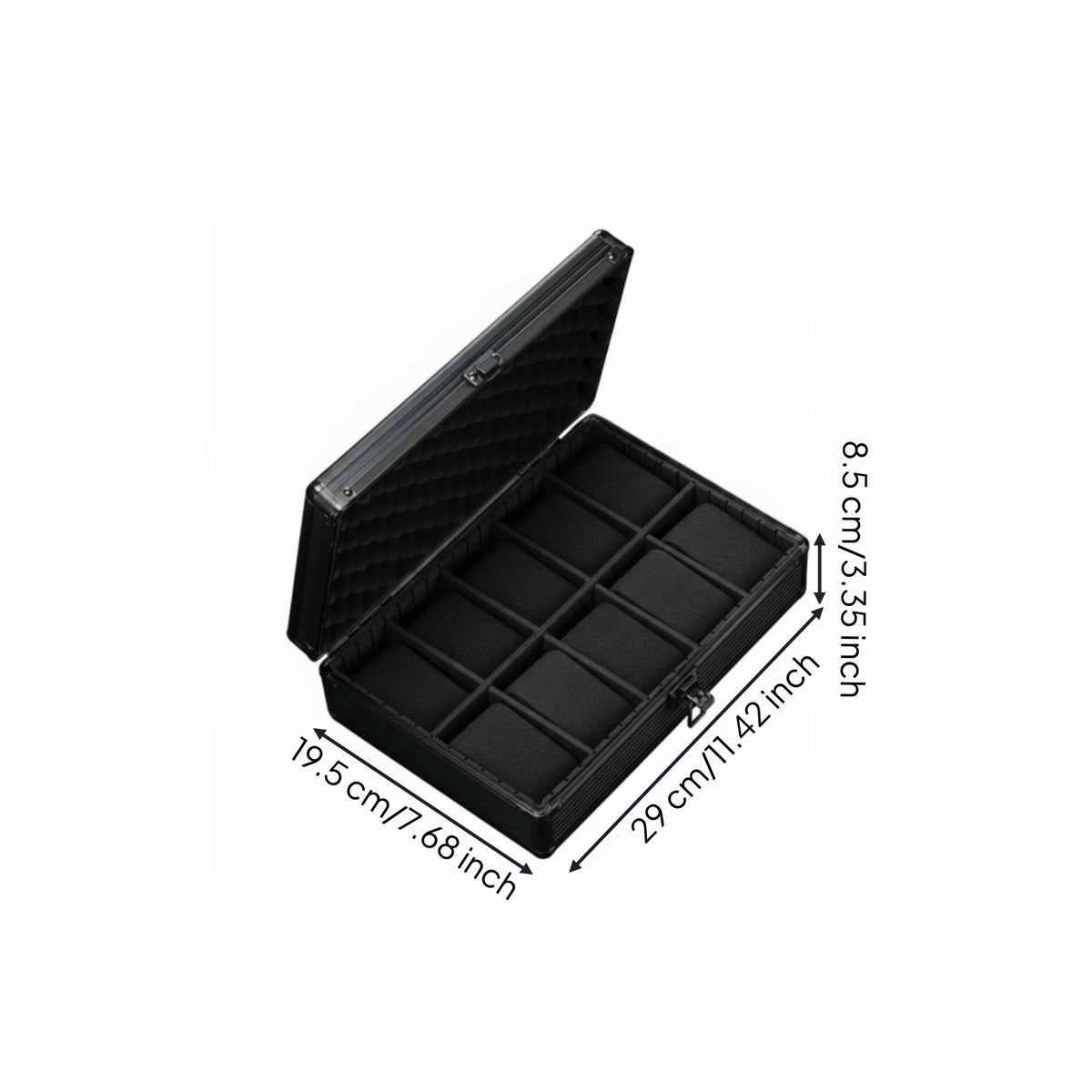 10-Slot Watch Case Hard Shell Watch Display Case Front Clasp Closure