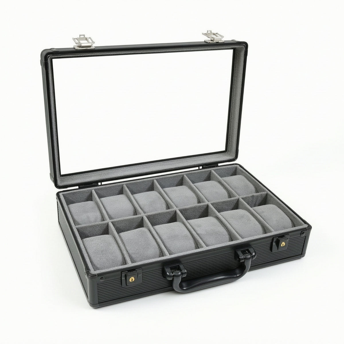Watch Suitcase 12 Slot Watch Case with Clear Lid Sturdy for Collectors, Travel