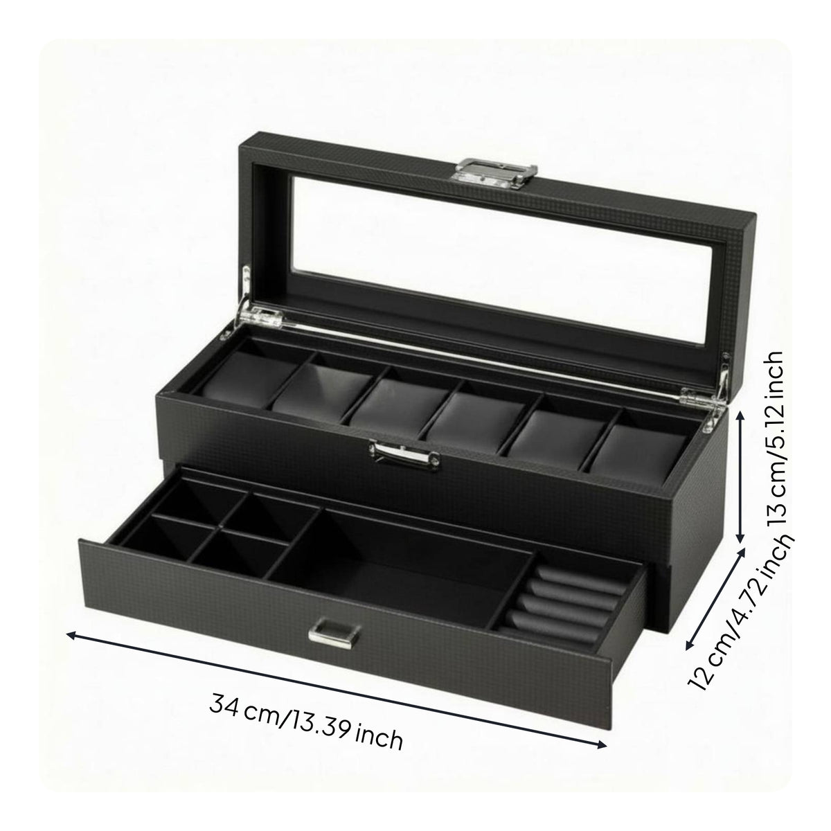 Double-Layer Watch Box Pull-out Drawer Watch Storage Box Rectangular