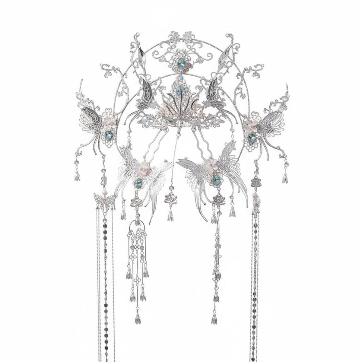Chinese Design Tassel Crown Intricate Design Traditional Chinese Attire Hair Accessory Ethereal Design Hair Crown Elegant Alloy