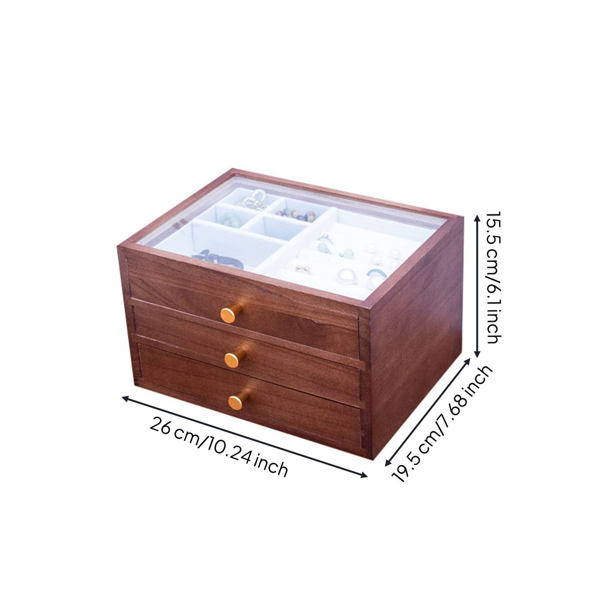 Vintage Jewelry Storage Box Large Capacity Wooden Jewelry Organizer Solid Wood