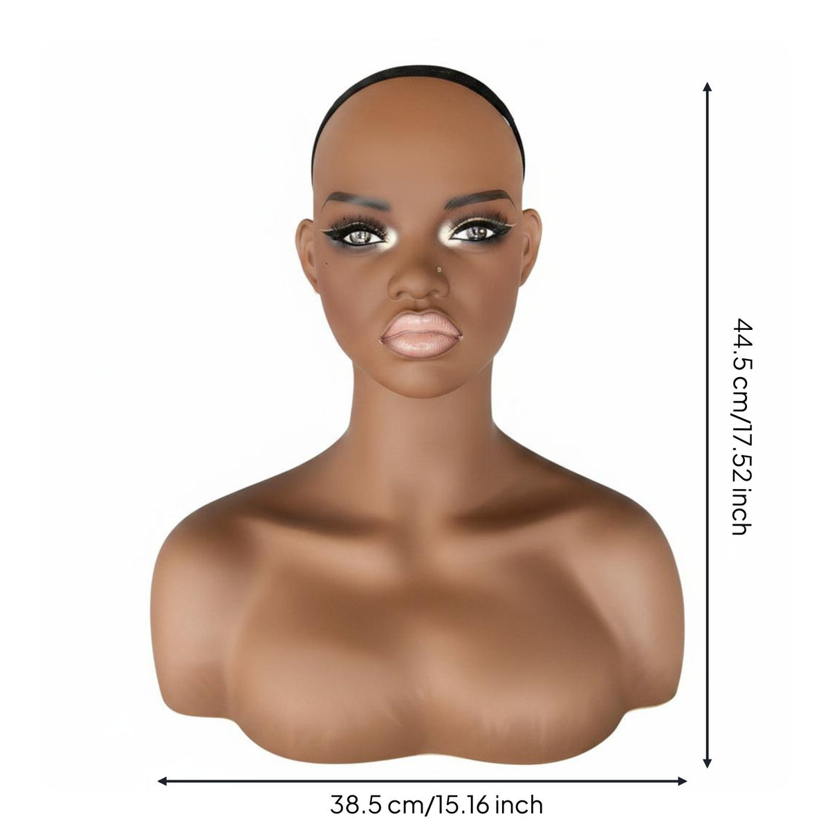 Black Hair Mannequin Head Ear Holes Jewelry Display Bust Long-Lasting for Photo