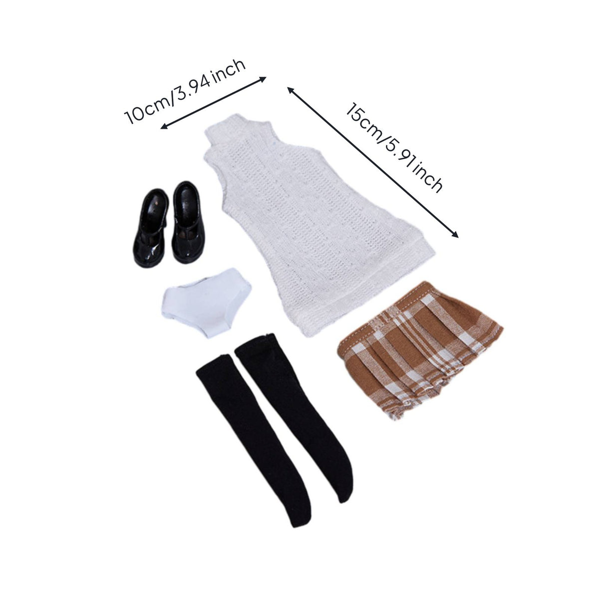 1/6 Doll Clothes Set Sewn Details Sleeveless Turtleneck Top No Fading