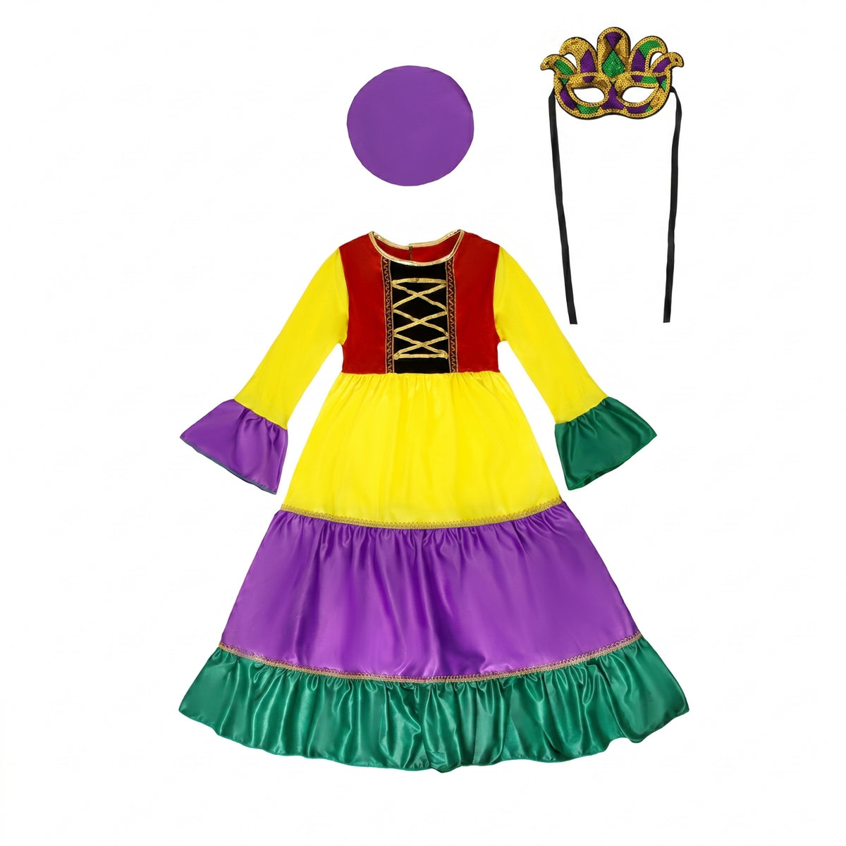 Carnival Cosplay Dress Multicolor Children's Wear Wide Skirt