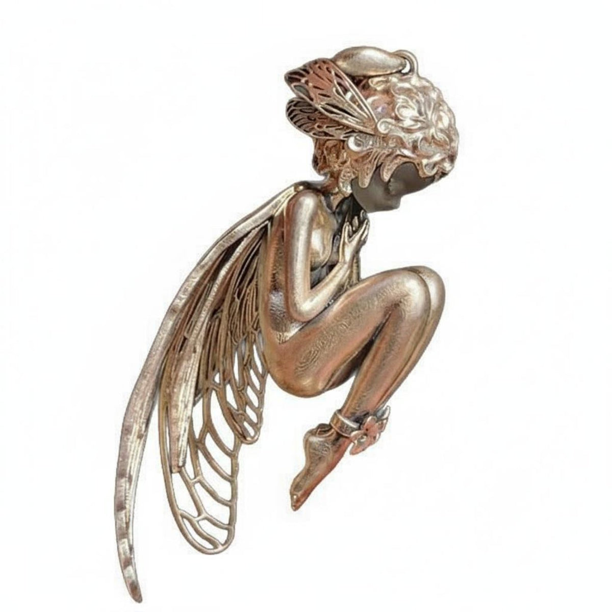 Silent Angel Necklace Delicate Filigree Wings Cicada Feather Angel Necklace