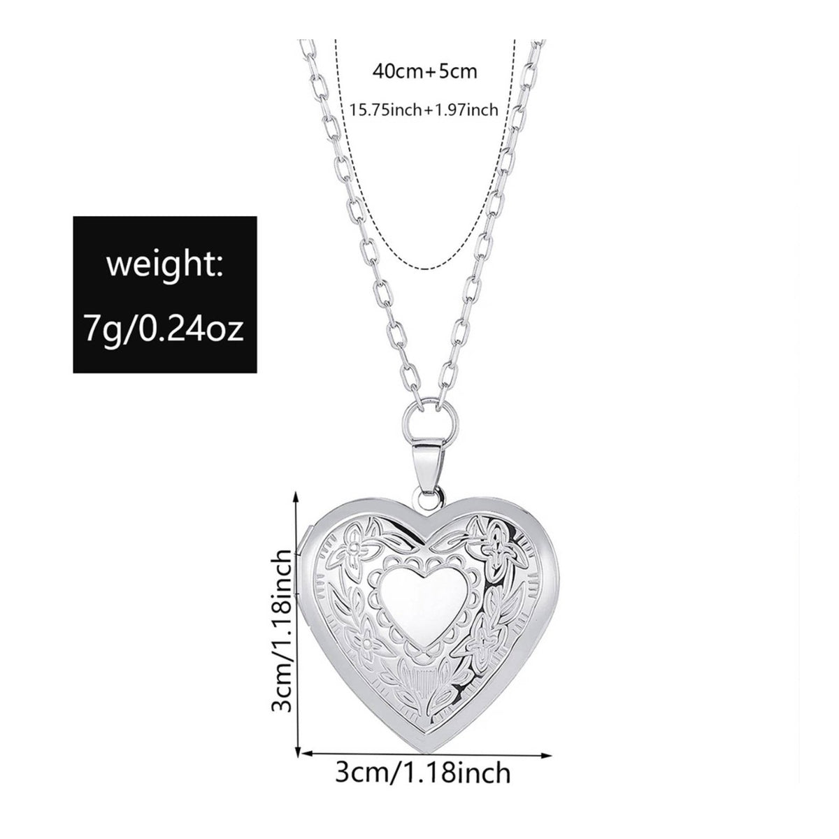 Heart Locket Necklace Keepsake Gift Photo Frame Locket Romantic for Mother's Day