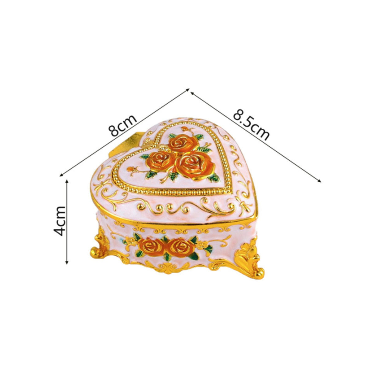 Floral Pattern Jewelry Box European Design Small Storage Gold Trim for Bedroom