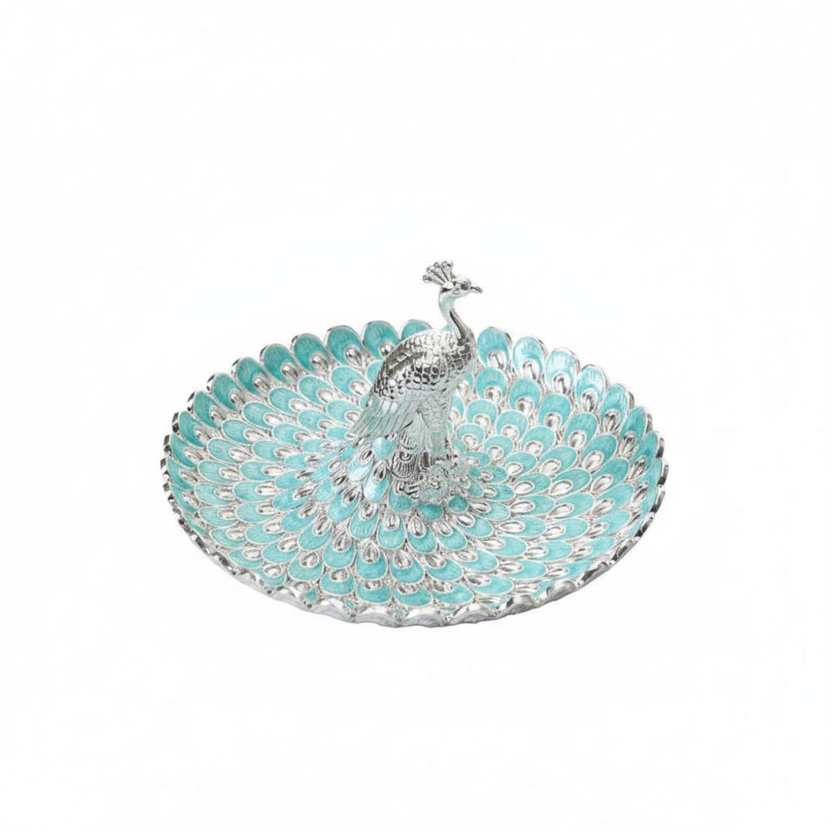 Gold Peacock Serving Tray Multi-Functional Peacock Fruit Bowl Ornate Design