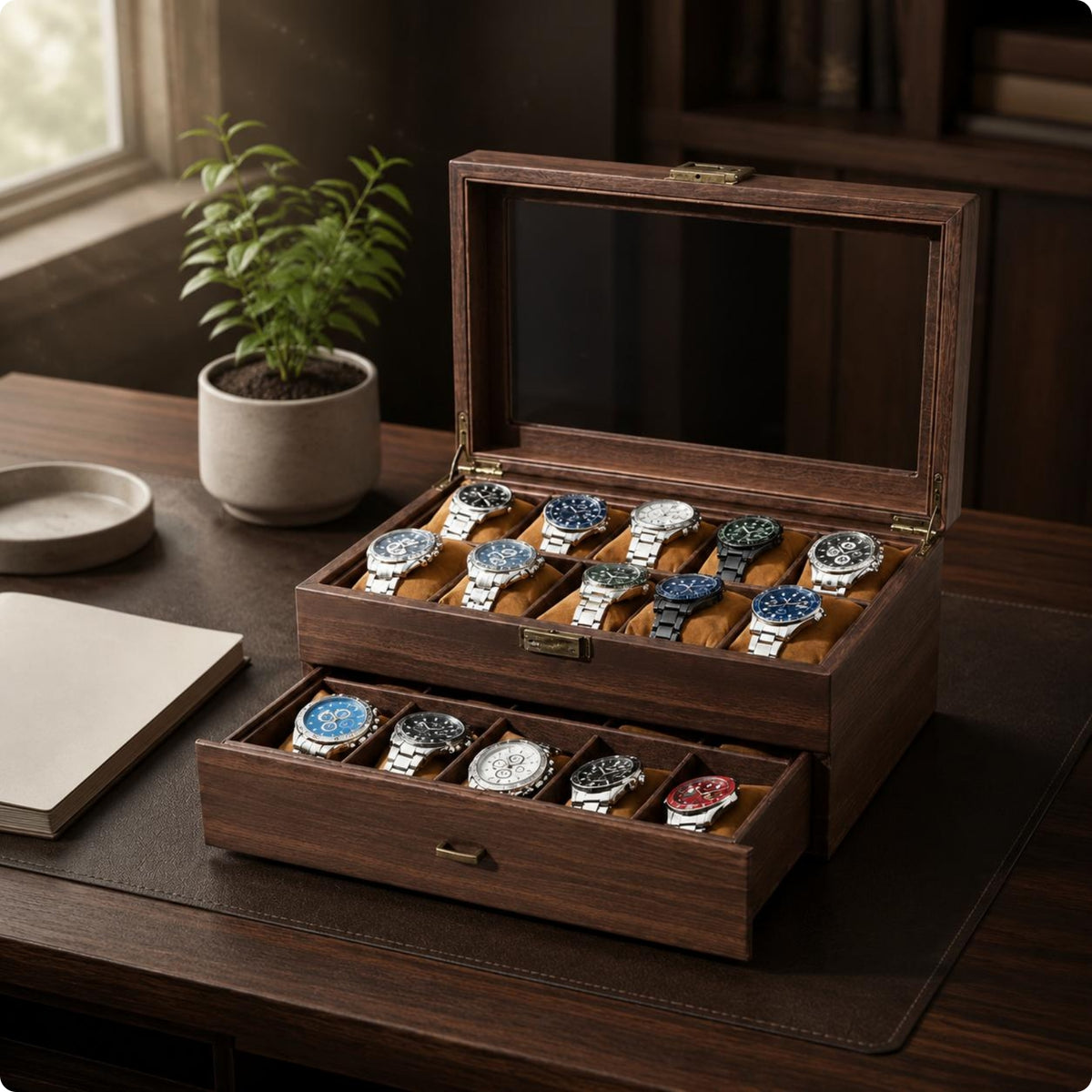 Wooden Watch Box Dust Protection Watch Display Box Easy to Clean