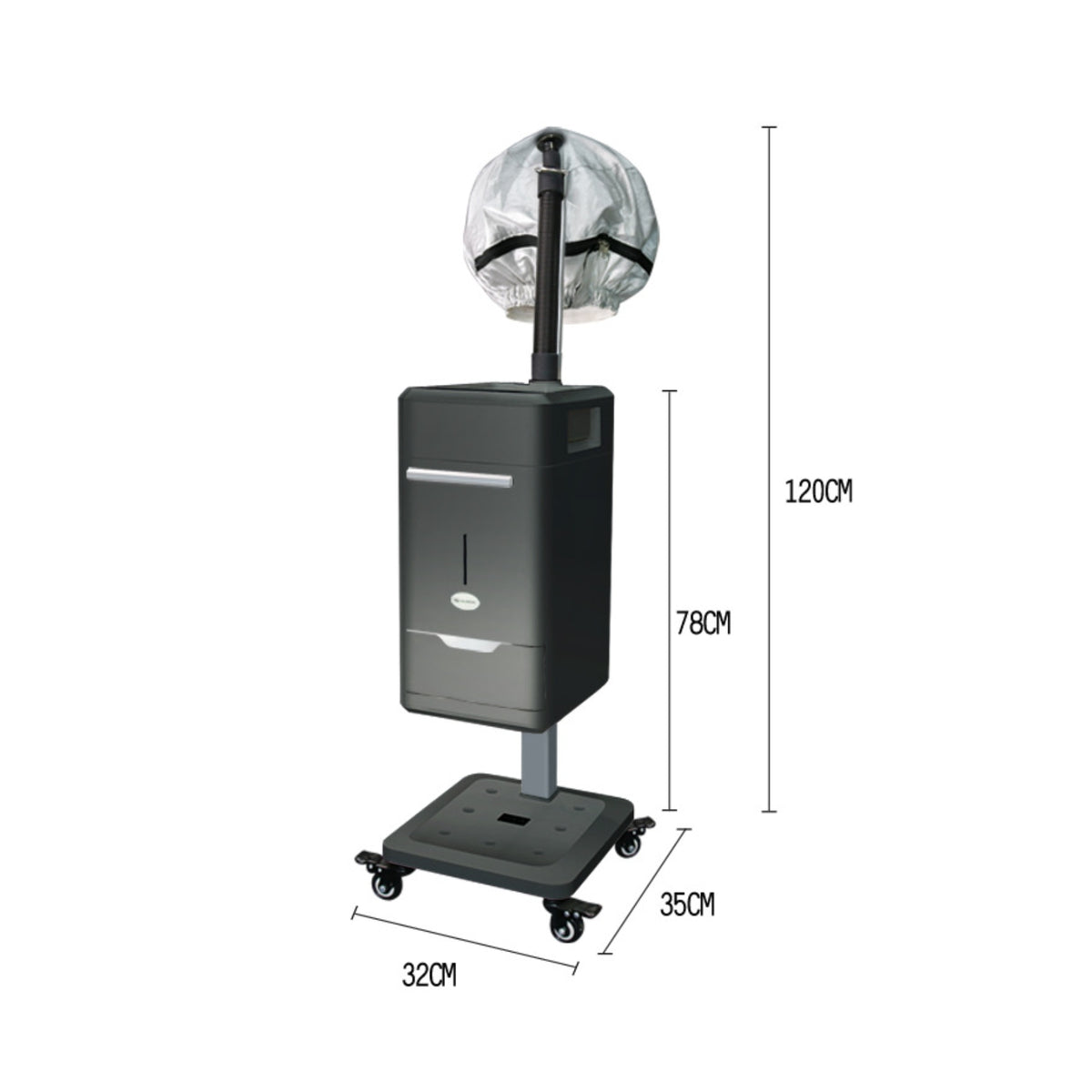 Floor-Standing Hair Steamer 110V Silver-Toned Hooded Hair Steamer Beauty Equipment Caster Wheels