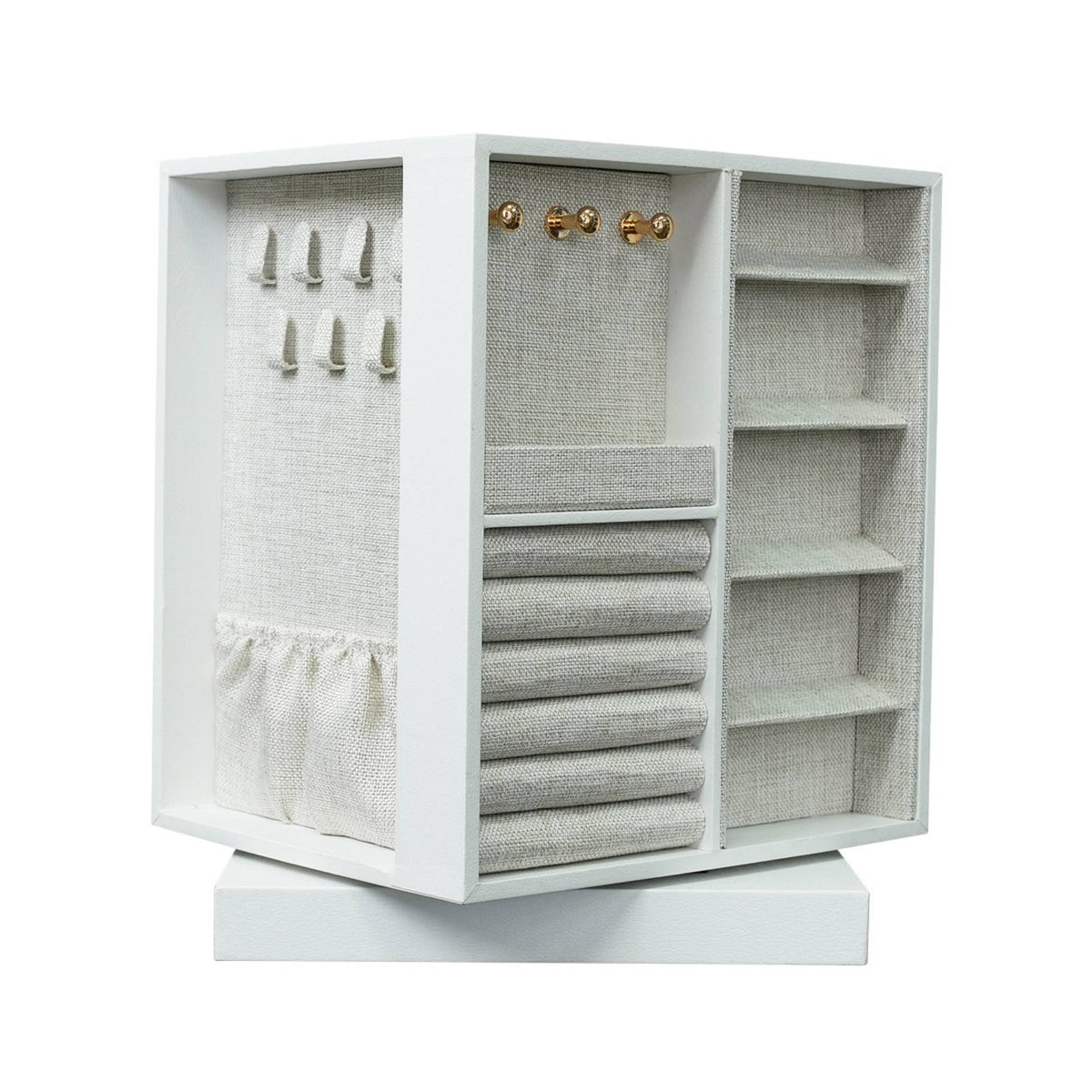 Rotating Jewelry Box Multiple-Drawer Jewelry Storage Box with Hooks Compact Organizer for Dresser, Bedroom