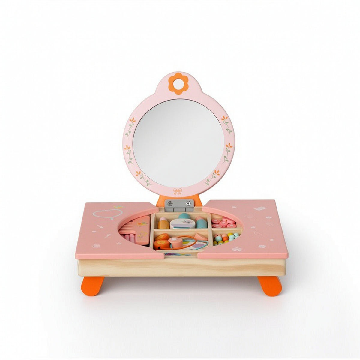 Play Vanity with Mirror Realistic Toddler Vanity Set Easy to Assemble for Girls