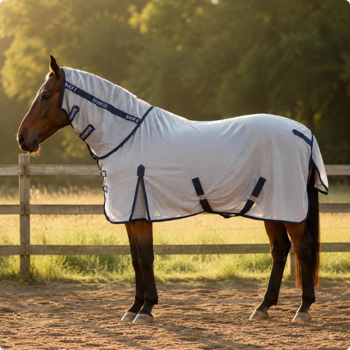 Summer Horse Fly Sheet Protection Pet Gear Sweat Control for Pasture