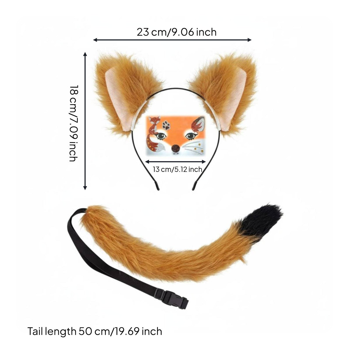 Ears Headband and Tail Set Cute Design Soft Costume Set Super Soft Furry Animal Ears Headband for Kids, Cosplayers, Halloween