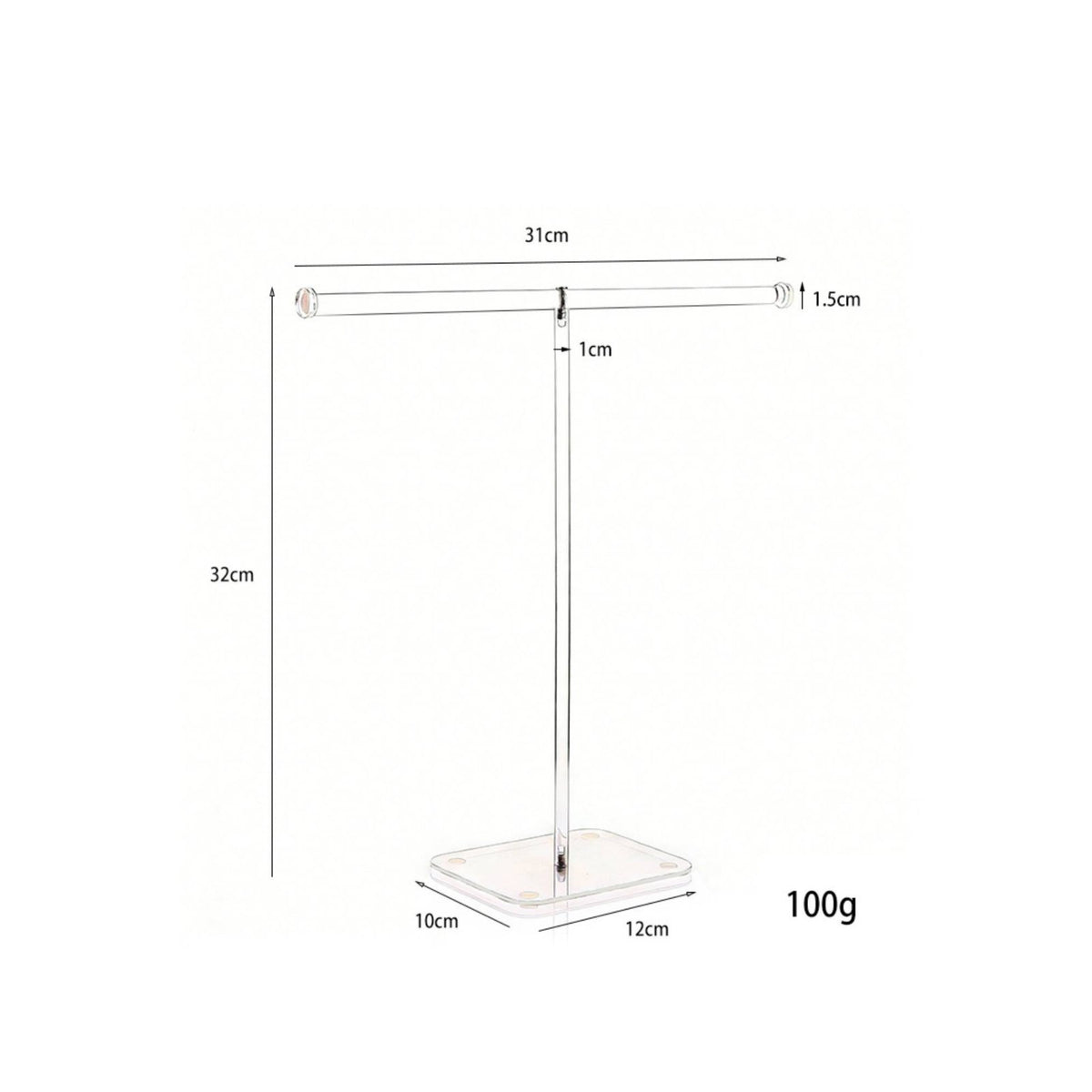 Acrylic Jewelry Stand Detachable Design Crossbar Bracelet Holder Stable Base