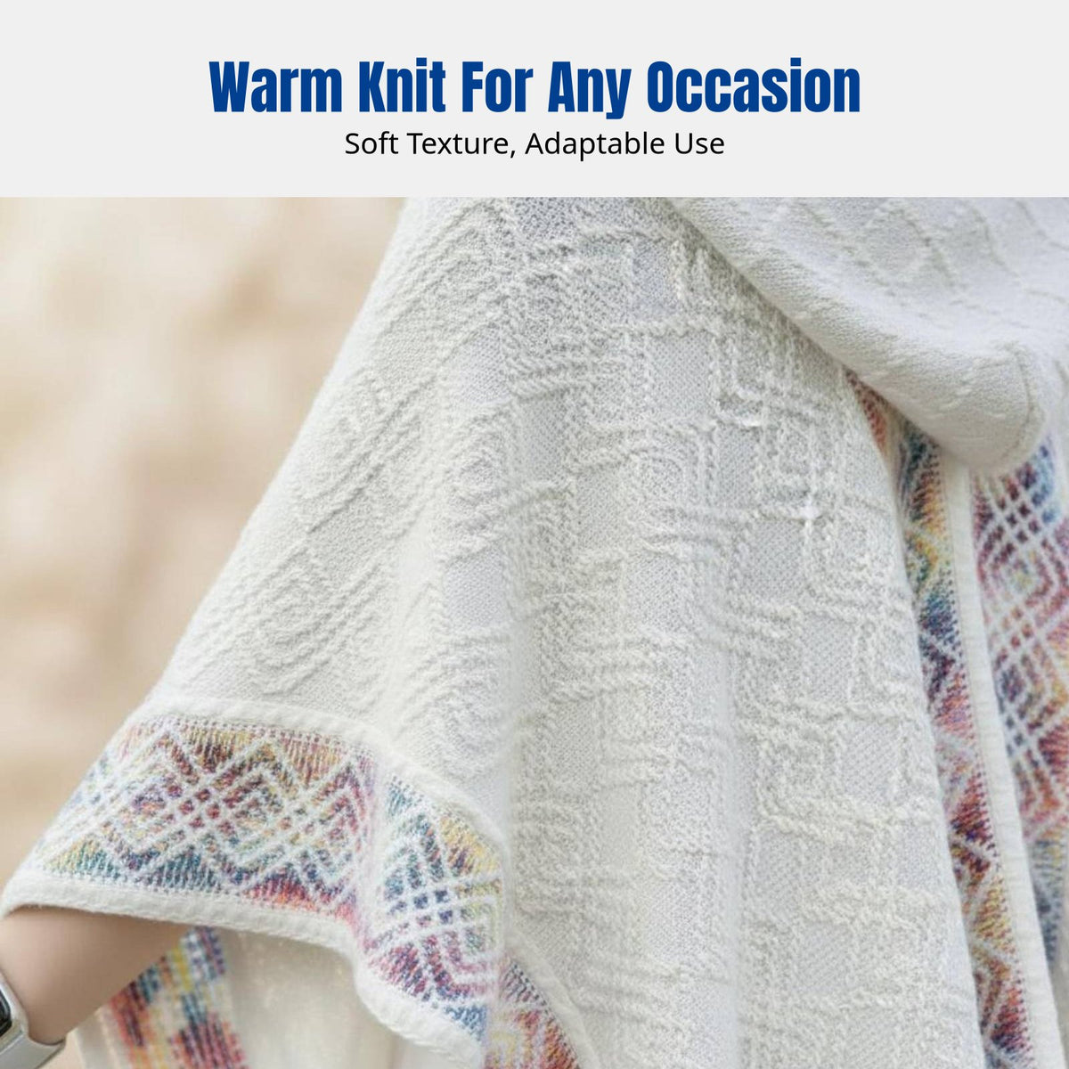 Ethnic Hooded Tassel Cape, Pullover Shawl, Women's Travel Scarf