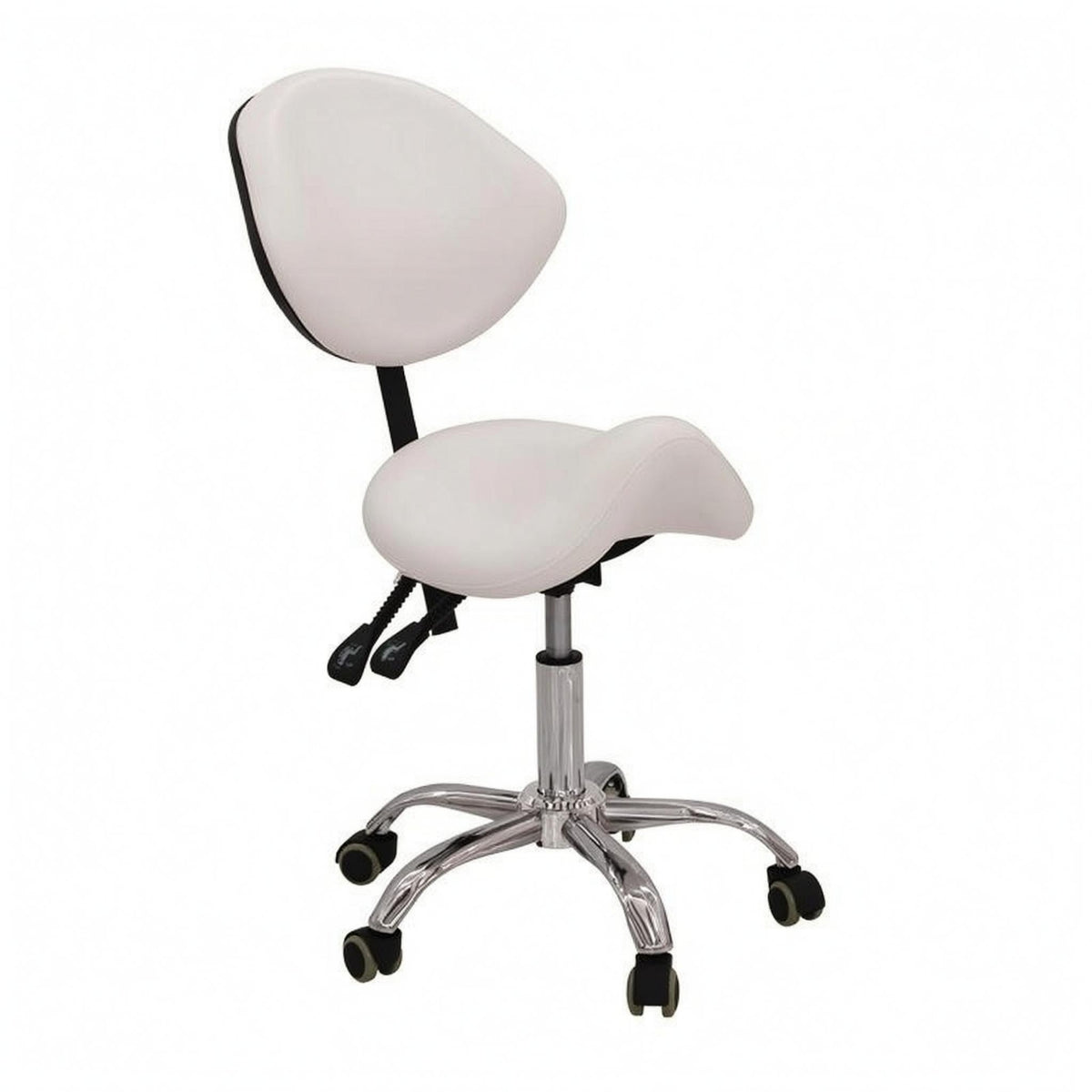 Height-Adjustable Saddle Chair Contoured Rolling Saddle Chair Padded Seat Seating Furniture