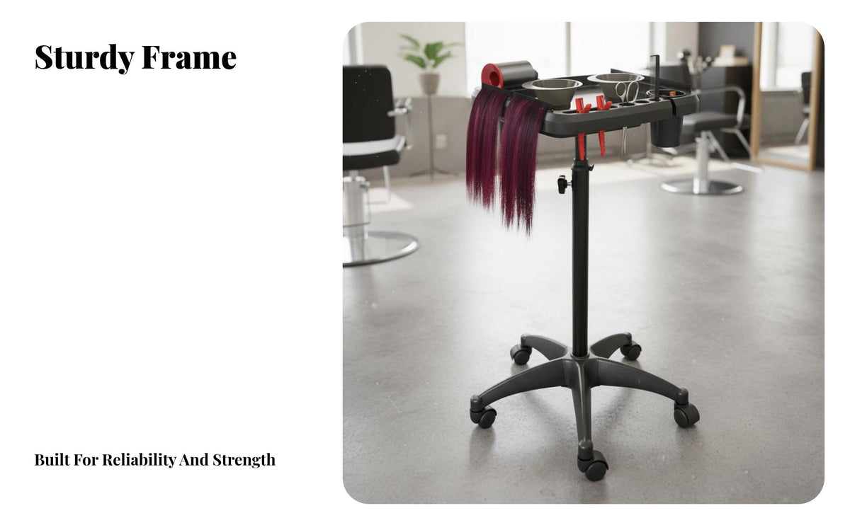 Multi-Purpose Hairstylist Tray on Wheels Spacious Storage Adjustable Hairdressing Tool Stand Easy to Clean Salon Trolley Anti-Rust for Hairstylists, Hair Stylists, Cosmetologists, Barber Shop, Cosmetology School