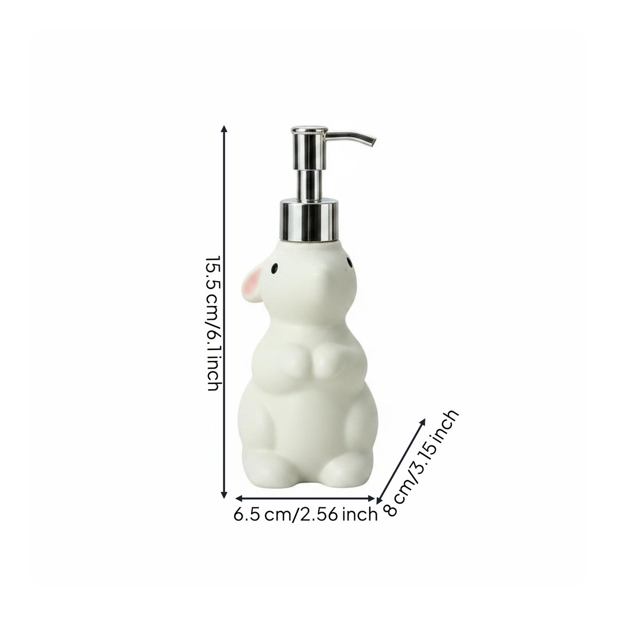 Bunny Soap Dispenser ABS and Resin Bunny Pump Bottle Compact for Sink