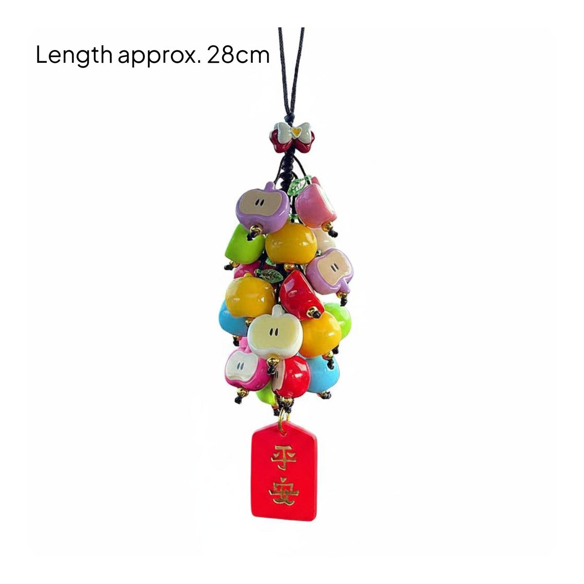 Red Apple Mirror Tassel Cute Car Hanging Ornament Compact Size for Women