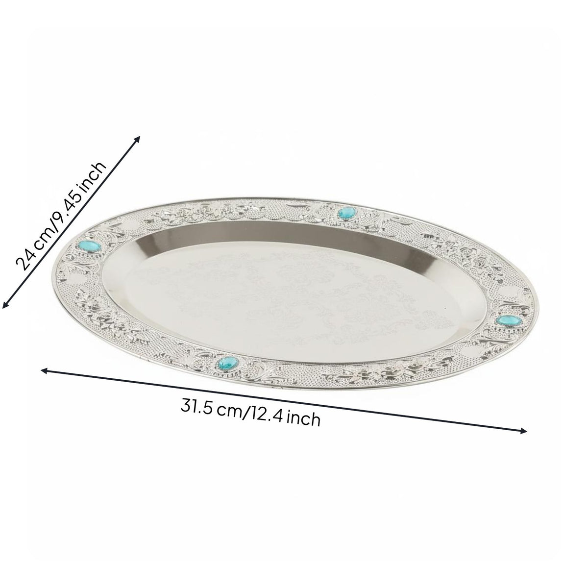 Decorative Serving Tray Gem Accents Decorative Oval Serving Tray Mirror Polished Fruit Platter