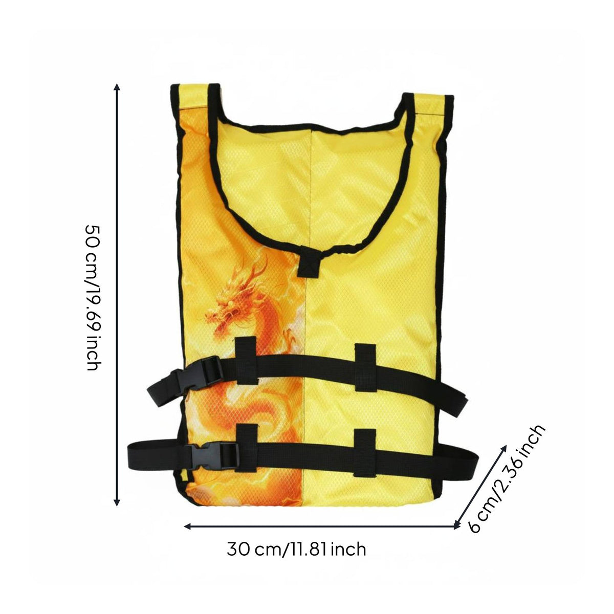 Dragon Print Buoyant Vest Adjustable Straps Dragon Swim Vest Breathable Material
