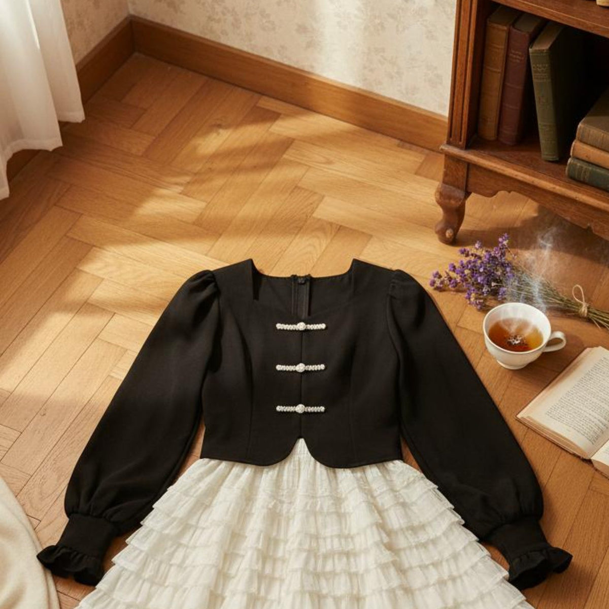 2 Pieces Jumper Dress with Inner Blouse inclusive Size accommodating women's Apparel